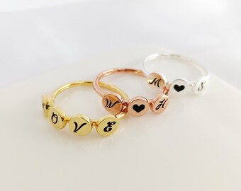 Personalized Name Rings,  Initial Letter Ring, Dainty Ring, Personalized Initial Ring, Gifts For Mom, Bridesmaid Gifts