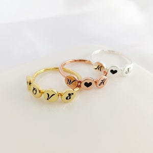 Anillos de nombre personalizados, anillo de letra inicial, anillo delicado, anillo inicial personalizado, regalos para mamá, regalos de dama de honor