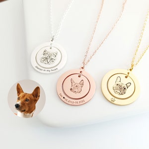 Personalized Pet Portrait Necklace•Pet Photo Necklace•Pet Memorial Jewelry•Name Necklace•Gift for Pet Lover•Pet Memorial Jewelry