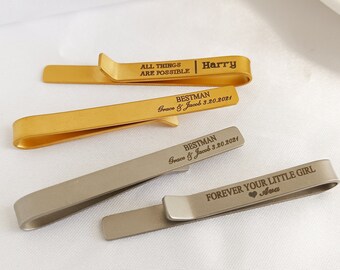 Personalized Tie Clip, Custom Men Tie Bar, Name Tie Clip,Engraved Tie Clip, Groomsmen Gift, Gift for Dad