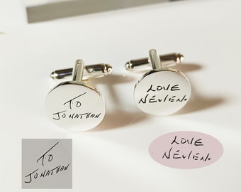 Personalized Signature Cuff Links,Handwriting Cuff Links,Cuff Links For Him, Gift for Husband,Wedding Day Cuff Links,Father's Day Gift