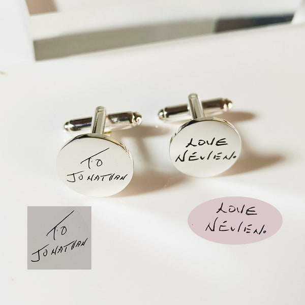Personalized Signature Cuff Links,Handwriting Cuff Links,Cuff Links For Him, Gift for Husband,Wedding Day Cuff Links,Father's Day Gift