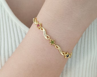 Personalized Birthstone Bracelet, Birthstone Name Jewelry, Family Name Bracelet, Mom Bracelet, Birthday Gift,Mothers Day Gift ,Gift for Her
