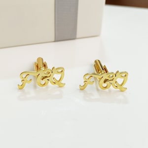 Gemelos de nombre de letra personalizados, gemelos de nombre, gemelos de boda, gemelos de novio de mejor hombre, regalo para él, gemelos de padre
