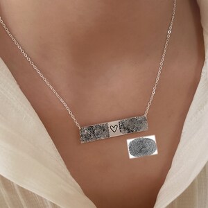 Custom Bar Fingerprint Necklace, Your Fingerprint Necklace, Signature Necklace, Personalized  Gift For Her, Christmas gift, Memorial Gift