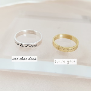Custom Handwriting Ring•Handwriting Band Ring•Memorial Handwriting Ring•Gift For Mom•Thin Band Ring•Signature Ring•Gift for Her