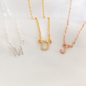 Personalized Initial Necklace,Custom Dainty Letter Necklace with CZ Diamonds,14k Gold Personalized Letter Necklace,Gift for Her
