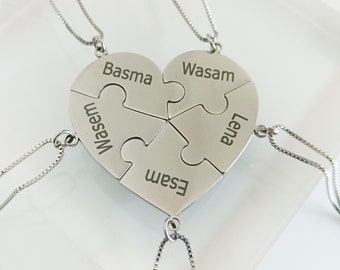 Custom Heart Puzzle Necklace•Family Necklaces•Custom Name Necklace•Personalized Necklace•Friendship Necklace•Gift For Mom