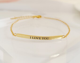 Personalized Bar Name Bracelet • Engraved Name, Coordinates, Date • Mom Bracelet • Christmas Gift for Her • Best Friend Gifts