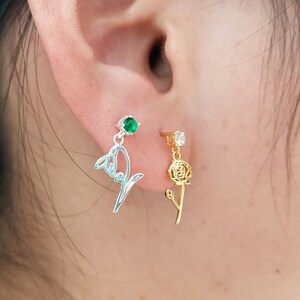 Gemstone Earrings•Custom Birth Flower Earrings•Flower earrings•Birthstone Earrings•Personalized Earrings•Birthday Gifts•Christmas Gift