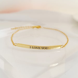 Bracciale a barra personalizzatoBraccialetto con nome personalizzatoBraccialetto impilabileBracciale con coordinateRegalo per leiRegalo per damigelle d'onore immagine 2