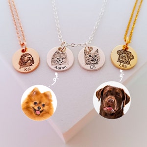 Custom Pet Portrait Necklace,Custom Dog Portrait Necklace,Pet Memorial Necklace,Personalized Gifts for Mom Dog Mom