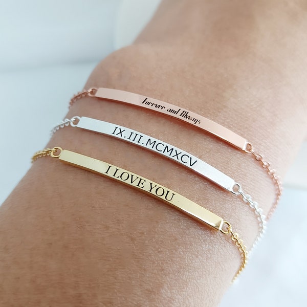 Personalised Bar Bracelet•Personalised Name Bracelet•Stacking  Bracelet•Coordinates Bracelet•Gift For Her•Bridesmaids Gift
