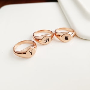 Anillo de sello de oro personalizado•Anillo inicial personalizado•Anillo de sello inicial•Anillo de sello de carta•Regalo para ella