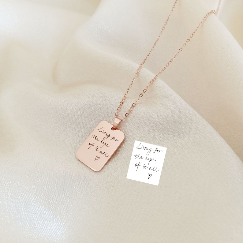 Actual Handwriting Necklace, Personalised Signature Necklace, Engraved Handwriting Message Jewellery, Memorial Gift image 5