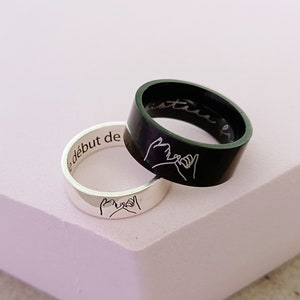 Anillo de pareja personalizado • Anillo de pareja de juramento meñique • Anillos de nombre grabados personalizados • Regalo para ella
