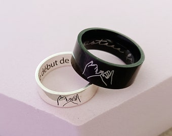 Personalized Couple Ring • Pinky Swear Couple Ring • Custom Engraved Name Rings • Gift For Her