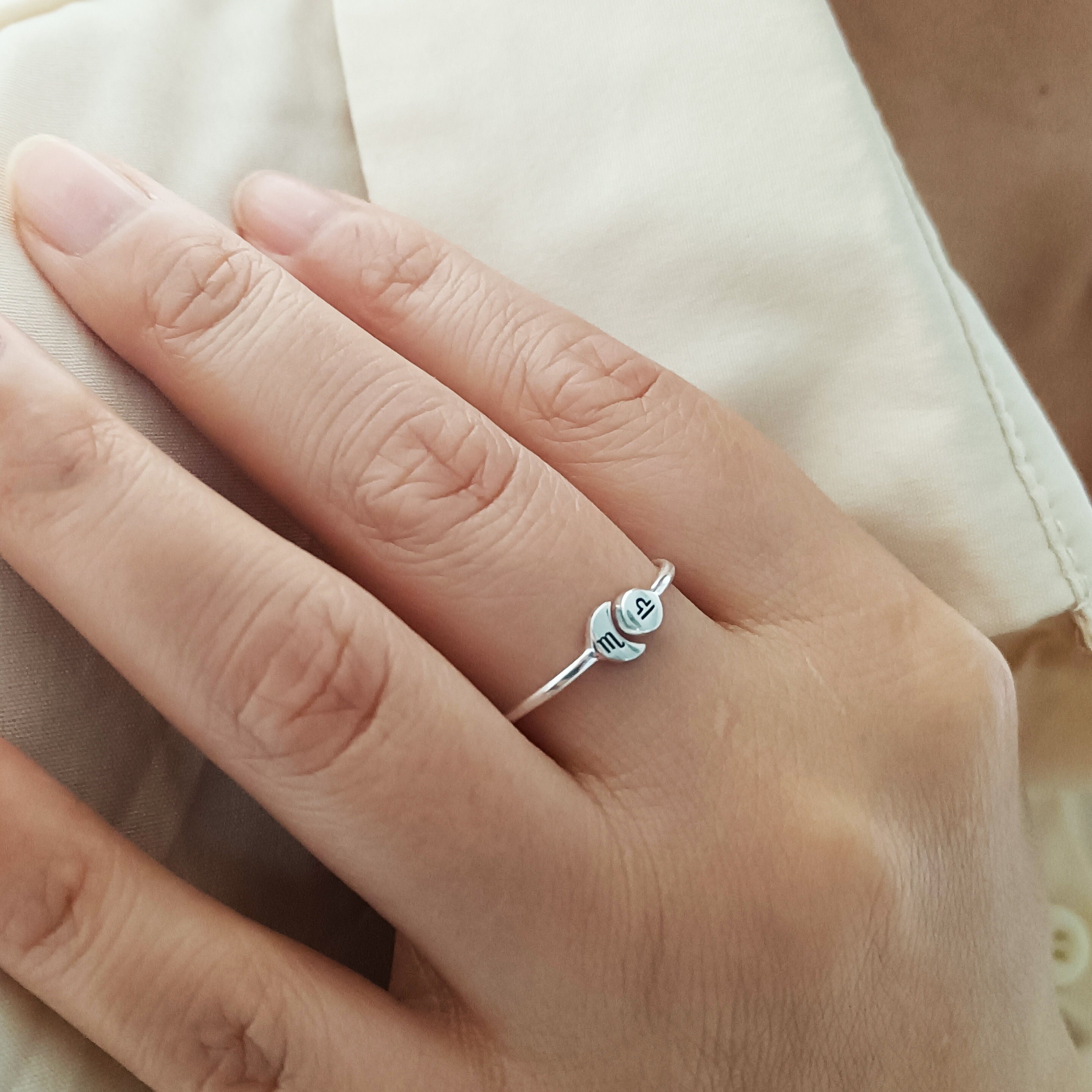 925 Silver Sustom Zodiac Constellation Ring•Custom Ring•Sun and Moon ring•Zodiac ring•Night and Day Ring•Couple ring