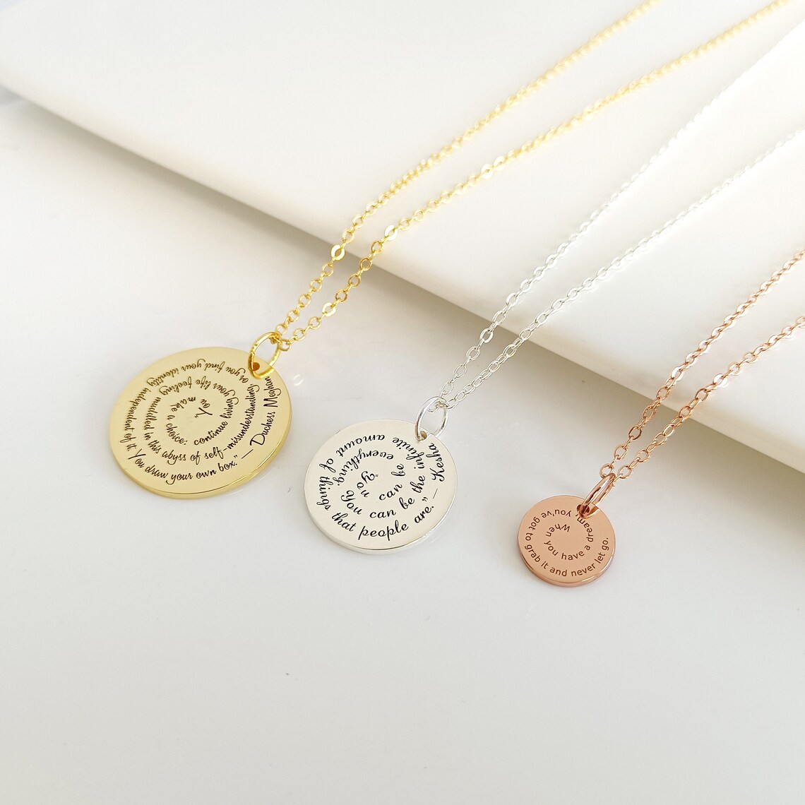 Personalized Phrase Necklace•custom Lyric Necklace•personalized Disc ...
