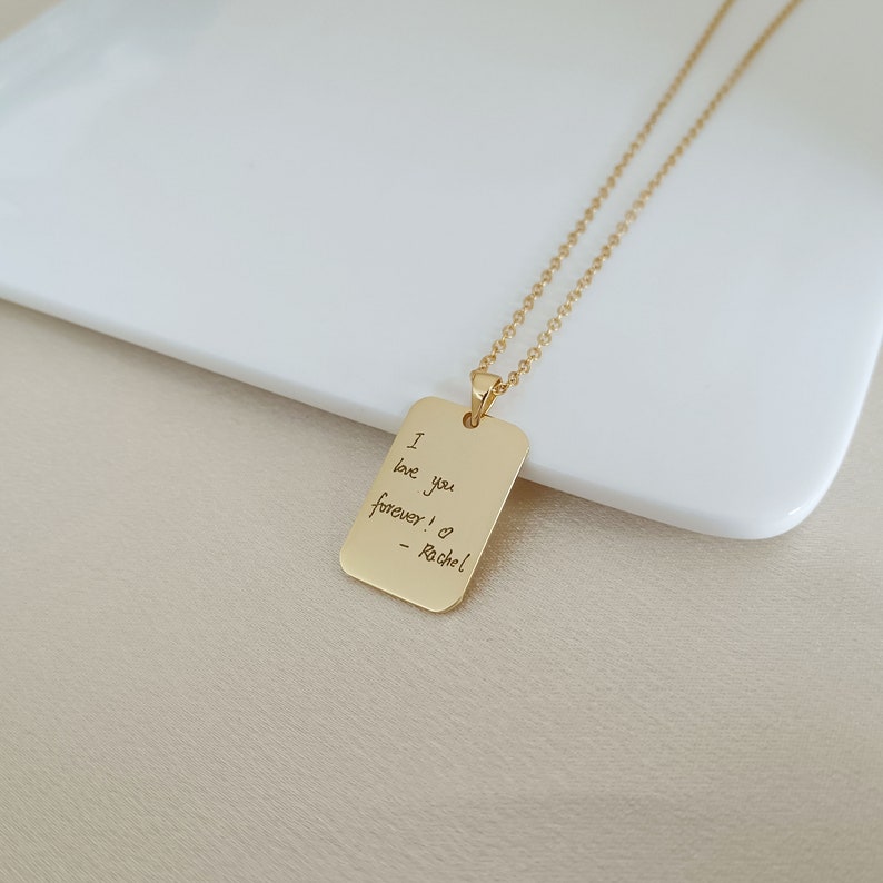 Actual Handwriting Necklace, Personalised Signature Necklace, Engraved Handwriting Message Jewellery, Memorial Gift image 3