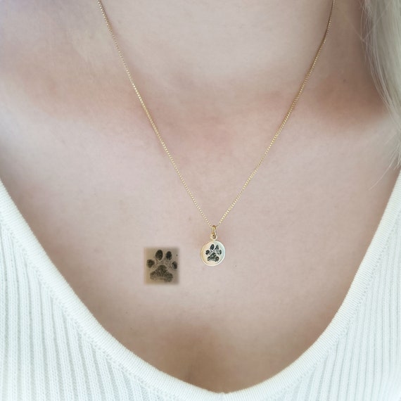 Custom Paw Print Necklace, Dog Paw Necklace, Actual Pet Paw Print Necklace, Pet Memorial Jewelry, Pet Name Pendant, Cat Paw, Pet Loss Gift