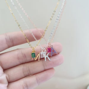 Letter Necklace with Birthstone, Personalized Birthstone Initial Necklace, Birthstone Jewelry, Mothers Necklace, Christmas gift for Her