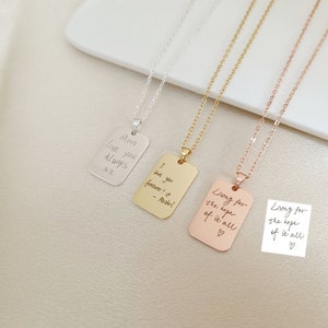 Actual Handwriting Necklace, Personalised Signature Necklace, Engraved Handwriting Message Jewellery, Memorial Gift image 2