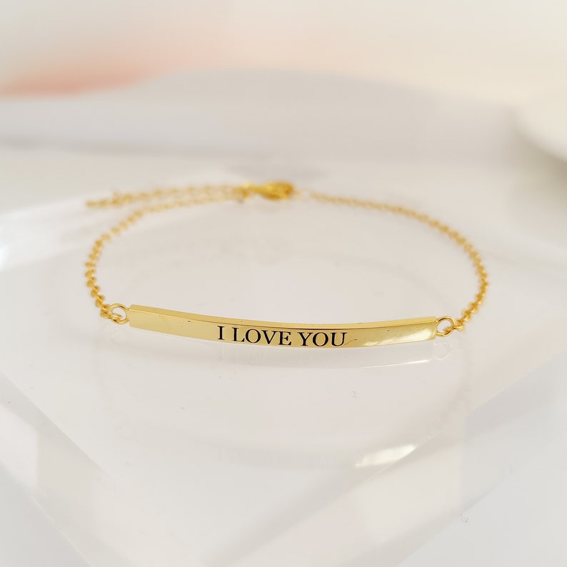 Bracciale a barra personalizzatoBraccialetto con nome personalizzatoBraccialetto impilabileBracciale con coordinateRegalo per leiRegalo per damigelle d'onore immagine 2