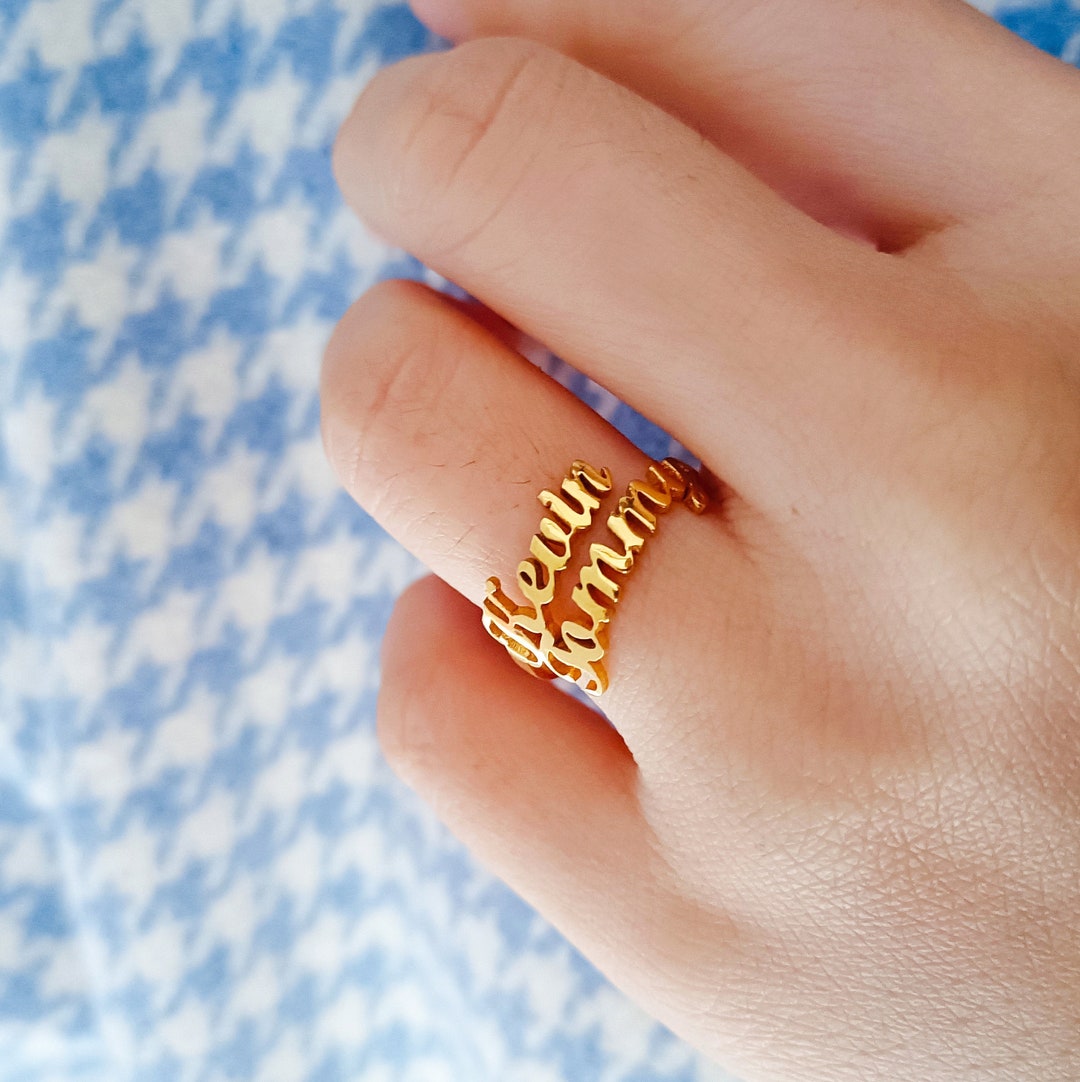 Dual Name Rings Custom Name Ring • Double Name Ring • Personalized Multiple Names Ring ...