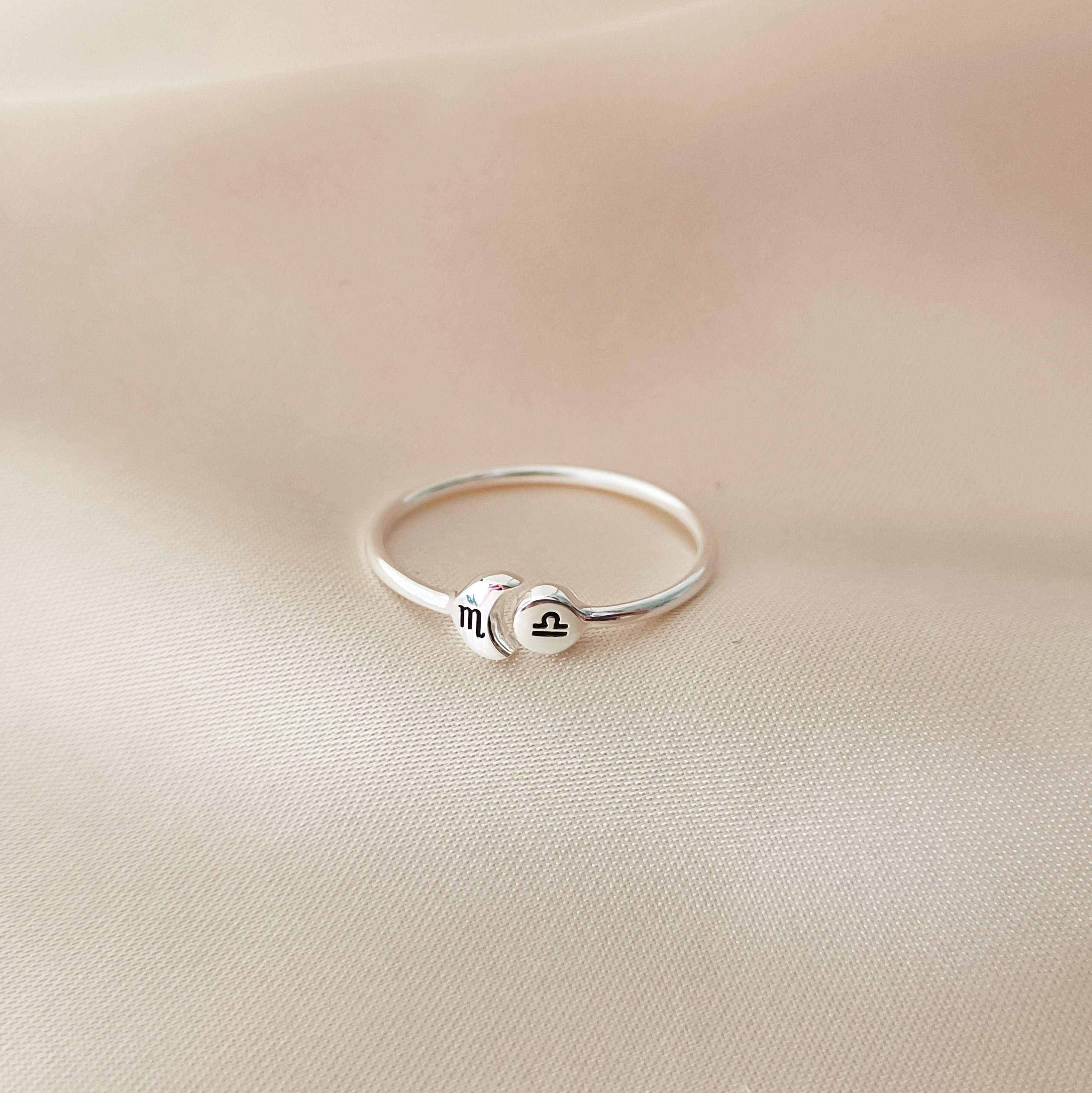 925 Silver Sustom Zodiac Constellation Ring•Custom Ring•Sun and Moon ring•Zodiac ring•Night and Day Ring•Couple ring