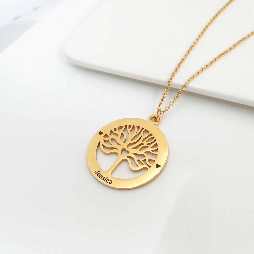 Personalized Family Name Necklace•custom Name Necklace•disc Necklace ...