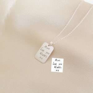 Actual Handwriting Necklace, Personalised Signature Necklace, Engraved Handwriting Message Jewellery, Memorial Gift image 4