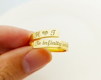 Personalized Name Ring • Double Name Ring • Minimalist Ring • Gift for Her • Initial Ring