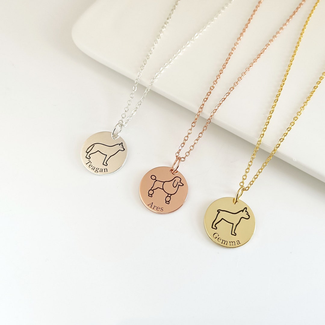 Personalized Dog Breed Necklace,custom Dog Necklace With Name, Pet Name