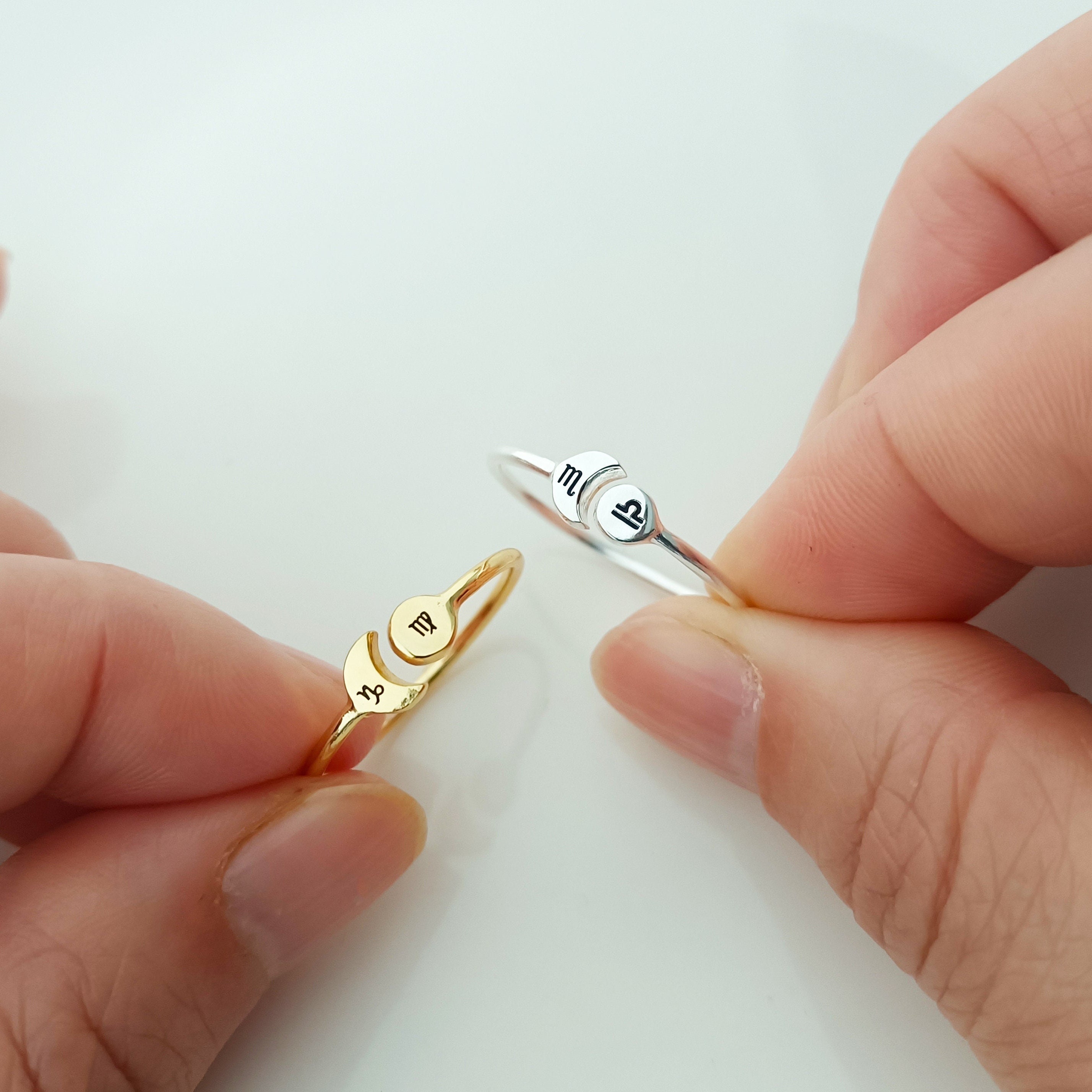 925 Silver Sustom Zodiac Constellation Ring•Custom Ring•Sun and Moon ring•Zodiac ring•Night and Day Ring•Couple ring