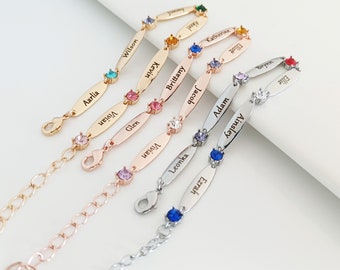 Personalized Name Bracelet•Custom Birthstone Bracelet•Dainty Family Birthstone Name Bracelet•Birthday Gift•Gift for Her•Bridesmaid Gift