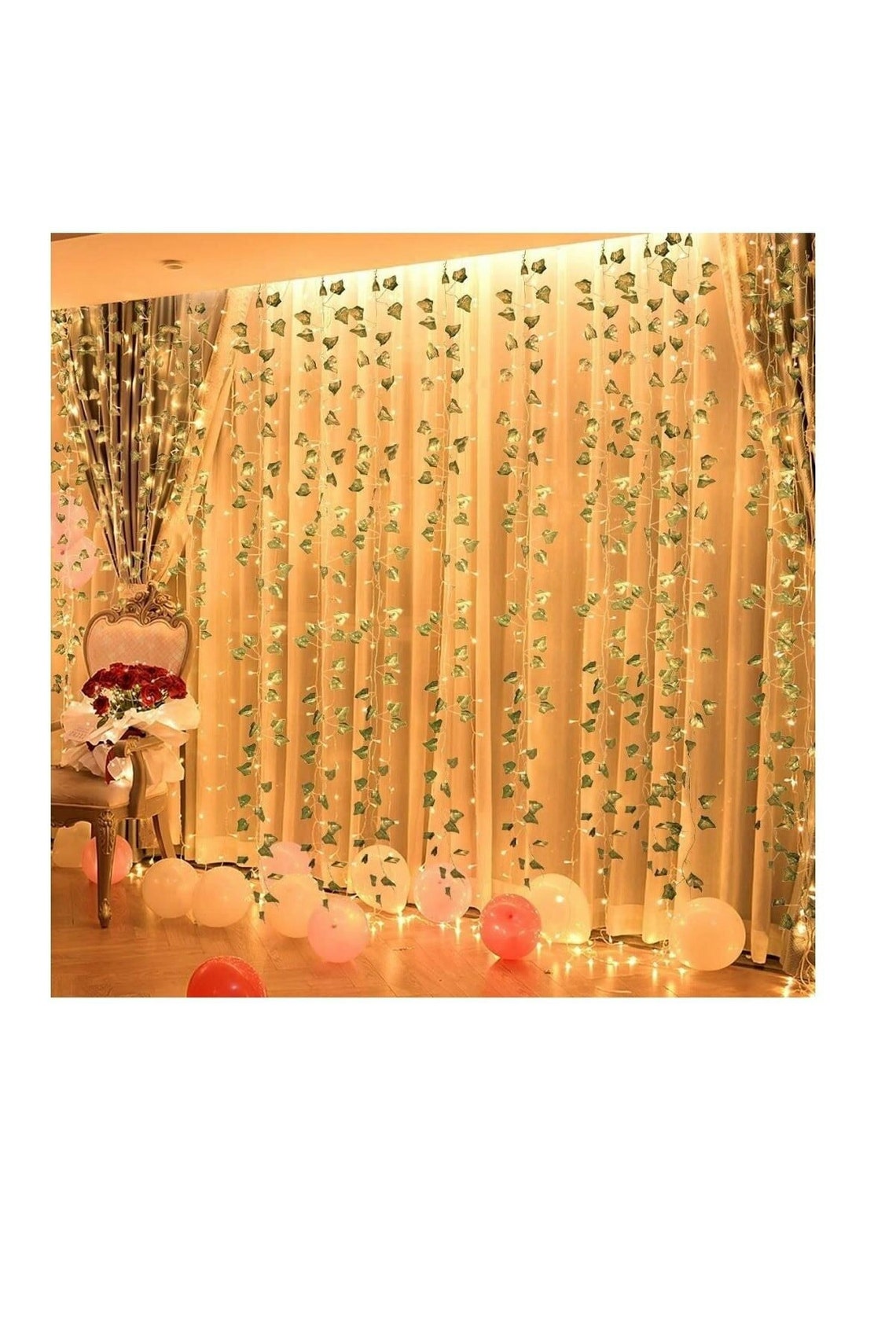 3x3 Mt Fake Ivy Leaves With Lights Operated Curtain Led Lights Etsy