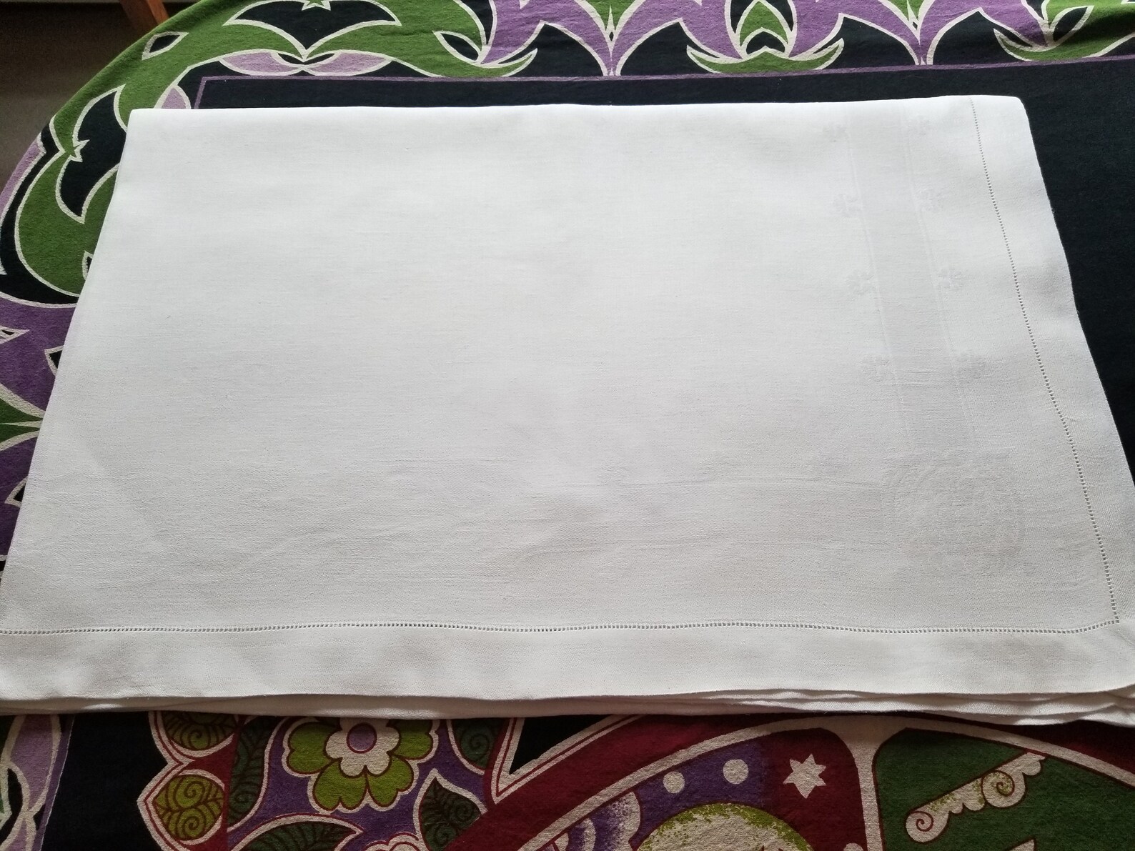 Vintage White Damask Tablecloth Etsy