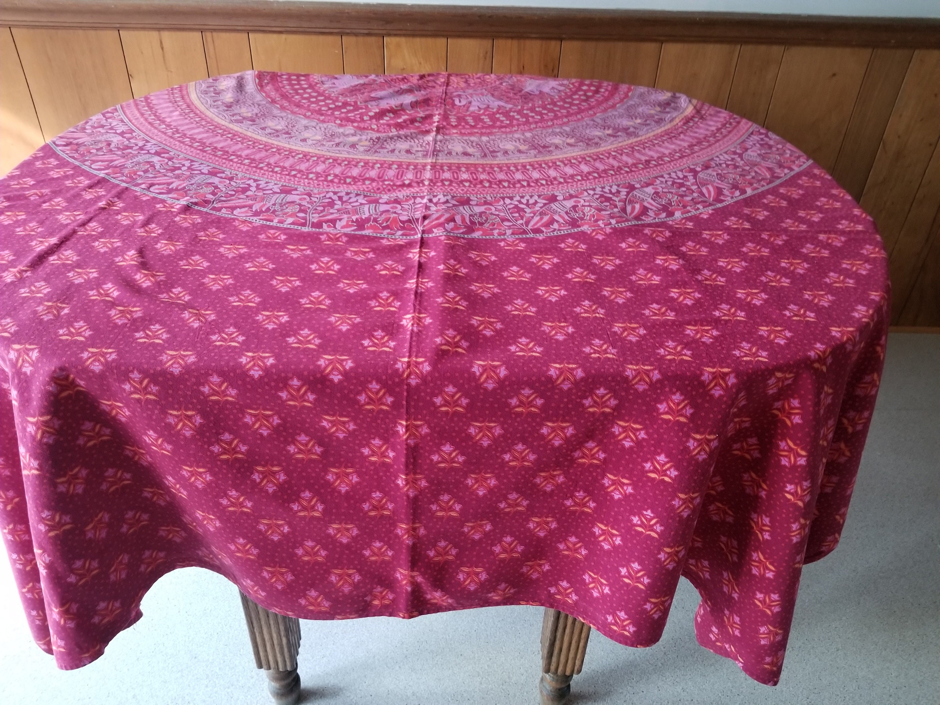 Large Vintage Indian Printed tablecloth | Etsy