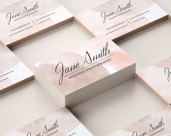 Pastel Business Card, Watercolor business card, Modern Chic Calligraphy Font, Editable Business Card Design, Minimalistic Business Cards