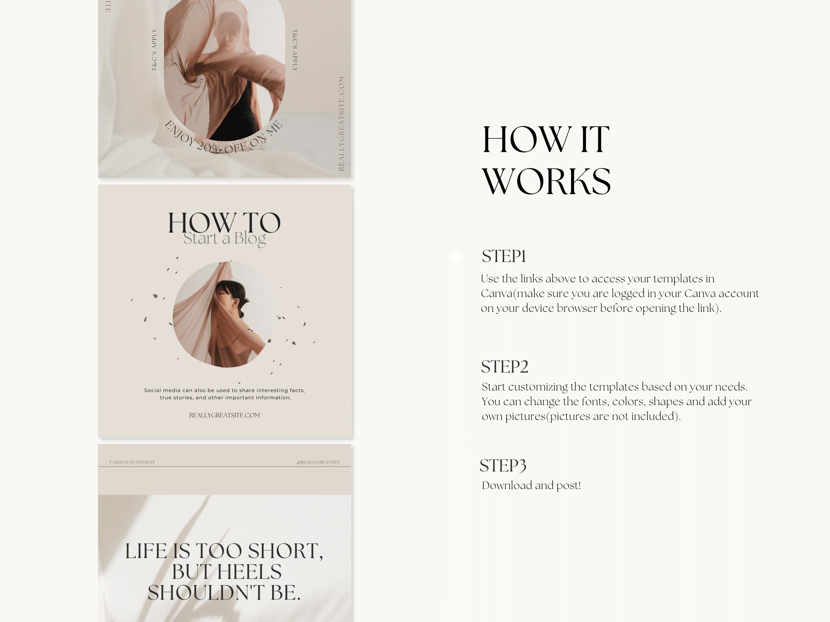 Beige Instagram Templates, Neutral Social Media Kit, Instagram Content ...