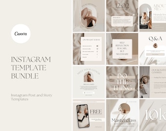 Beige instagram templates,  neutral social media kit, Instagram content, Instagram brand set, beige instagram post, nude social media posts,