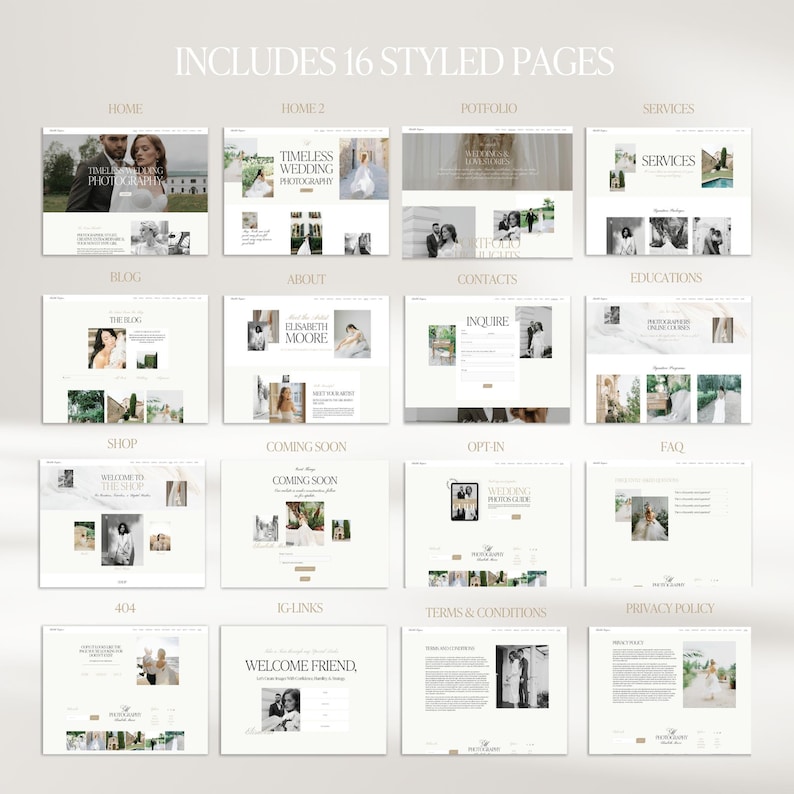 Photography Squarespace Website Template, Wedding Photographer Website