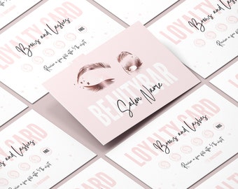 Lash tech business card /Lash Tech Branding /Eyelash Extension/Brow Tech Canva Business Card/Brow Dye Brow/ Beauty salon/loyalty card lashes