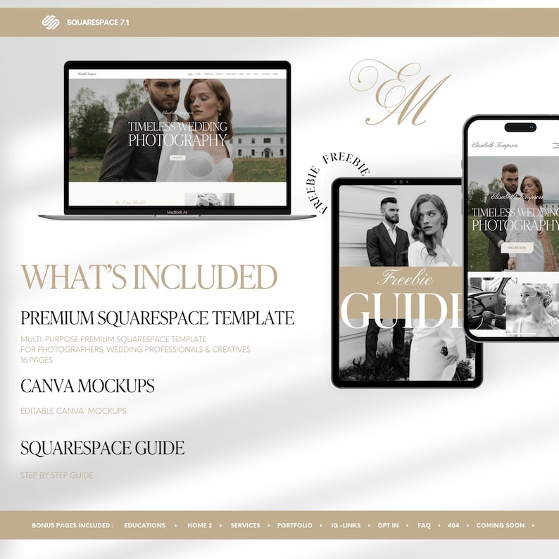 Photography Squarespace Website Template, Wedding Photographer Website