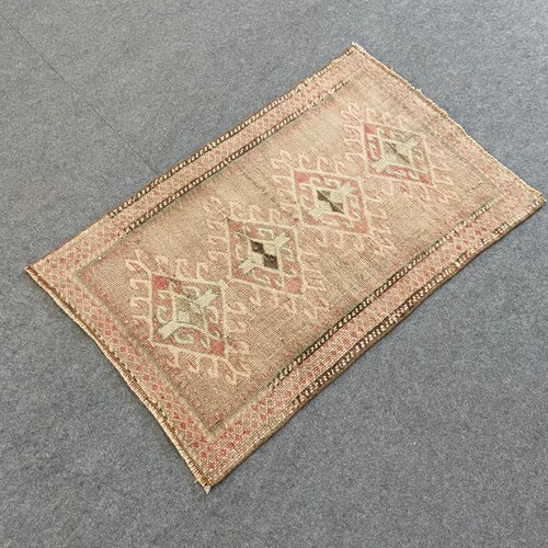 Turkish Rug, Vintage Rug, 3.4x2.2 ft, (103cmx68cm) Accent Rug, Antique shops Rug, Oushak Rug, Turkey Entry Carpet, Outdoor Rug, Area Rug, (A-76)