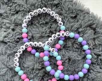 Harry Styles Bracelets, Pastel pink and purple, Friendship bracelet, letterbox gift, Harry Styles, Love on Tour