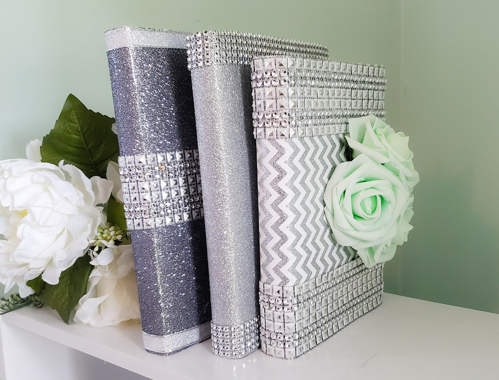 Bookshelf Decor Glam Books Desk Decor For Women Bling Book Etsy