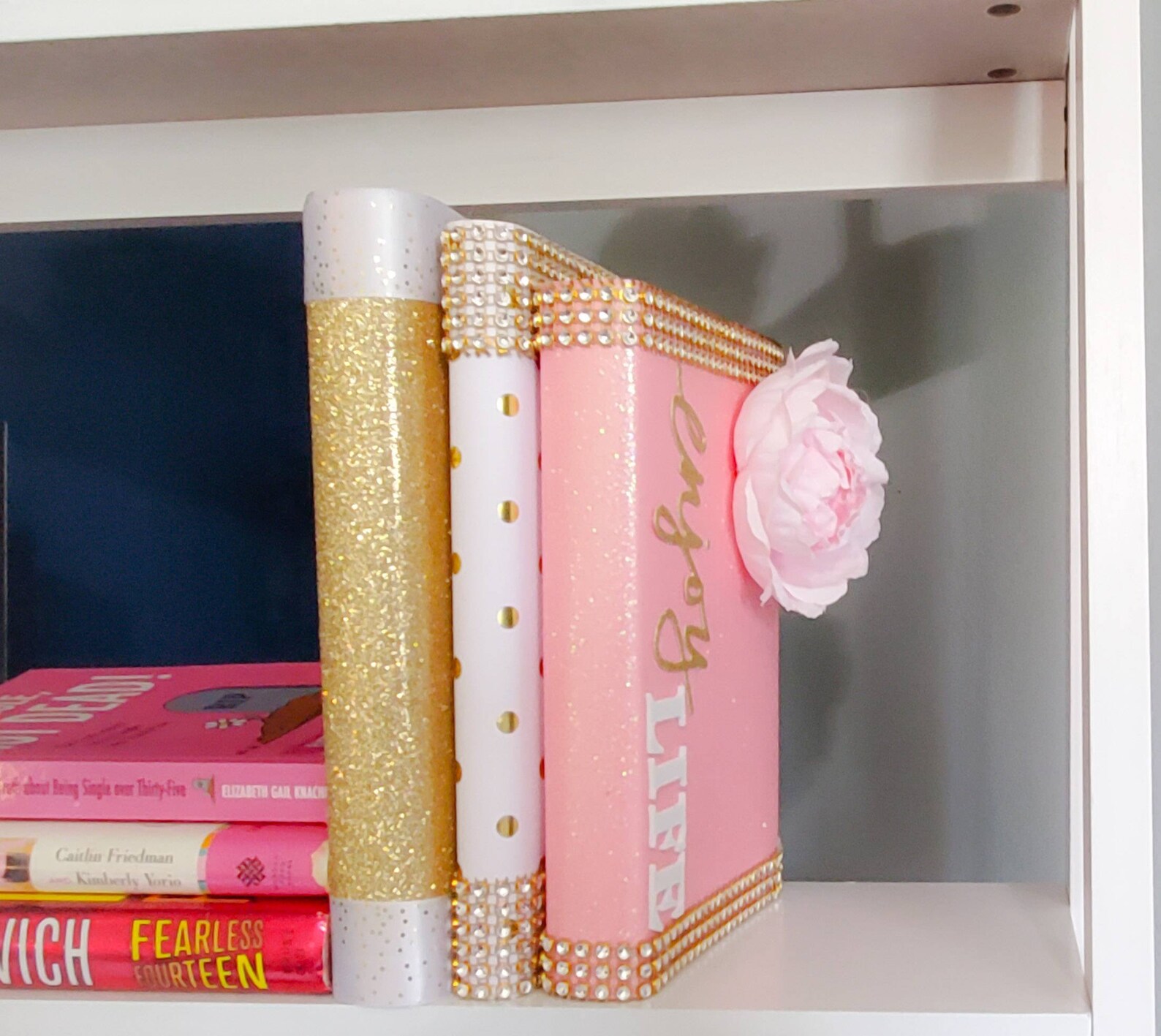 Book Shelf Decor Glam Books Desk Decor For Women Bling Book Etsy