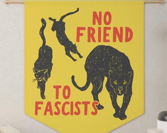 AntiFascist Flag No friend To fascists Black Panther Power To the People Retro Leftist Pennant Fight Fascism flag Anti Nazi Flag Fuck Nazis